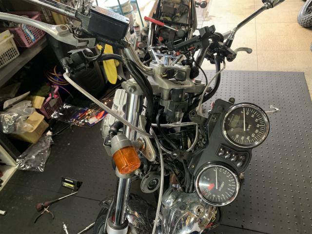 CB400FOUR ハンドル、アクセルワイヤー、クラッチワイヤー、チュークワイヤー、ブレーキホースメッシュホース交換、（ＢＩＫＥ ＳＨＯＰ  Ｌ－ＳＩＺＥの作業実績 2019/09/14）｜バイクの整備・メンテナンス・修理ならグーバイク